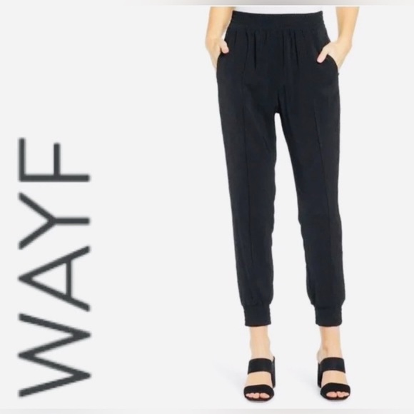 Wayf Pants - Wayf Black Track Pants with Elastic Cuffs and Tapered Fit